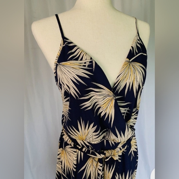 TIMING Jumpsuit Navy Botanical Palm Leaf Print - - Size Small - Picture 2 of 11